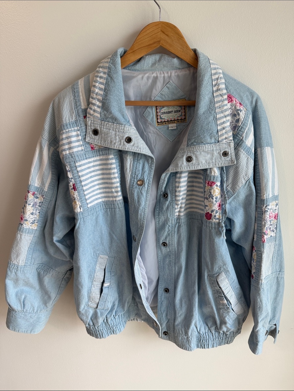 Vintage current seen Bomber Jacket with Floral Accents size L